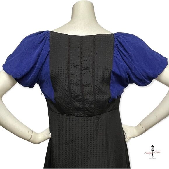 ANTHROPOLOGIE Moulinette Soeurs Bolero Silk Dress Pouf Slv Retro Fit Flare 2 XS - Picture 9 of 14